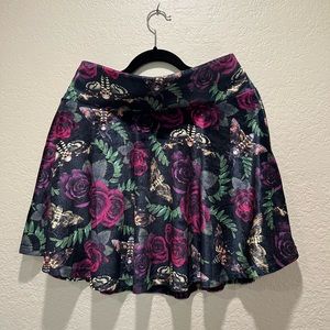 Killstar Velvet Floral Deathmoth Skater Skirt XL